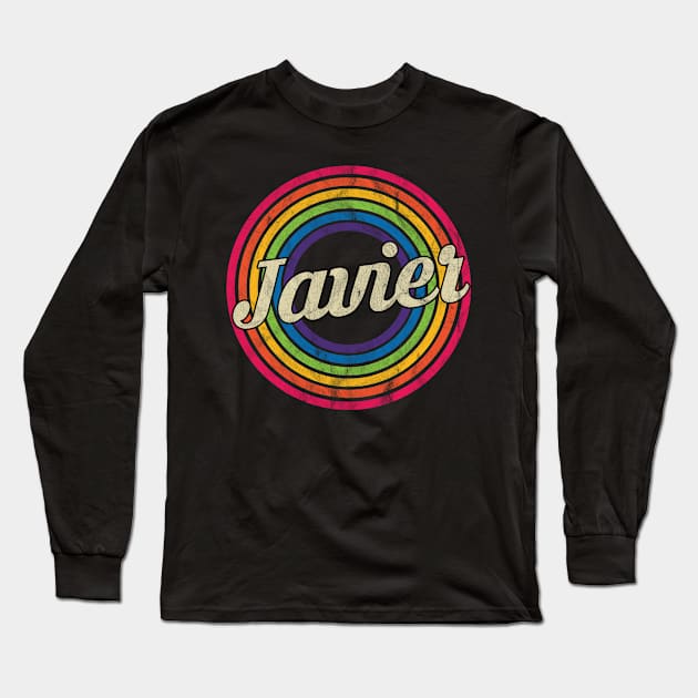 Javier - Retro Rainbow Faded-Style Long Sleeve T-Shirt by MaydenArt